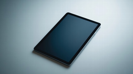 Modern Digital Canvas: The sleek, minimalist aesthetic of a tablet computer dominates the scene, its dark, blank screen a potential portal to the world of information and creativity.