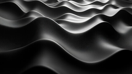 Obraz premium A sleek, black wallpaper, a canvas of smooth, undulating waves reminiscent of the ocean depths, offers a sophisticated and minimalist backdrop. The high-resolution 4K texture evokes the allure 
