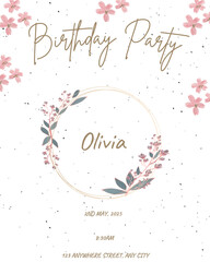 Elegant birthday invitation template with the inscription 