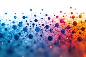 Abstract digital network visualization representing interconnected nodes in vibrant colors, showcasing complexity and data flow dynamics