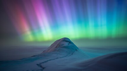 Dramatic Northern Lights Dance Above Snowy Peaks in a Winter Wonderland