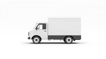 White delivery truck isolated on white background for transport and logistics mock up and template design