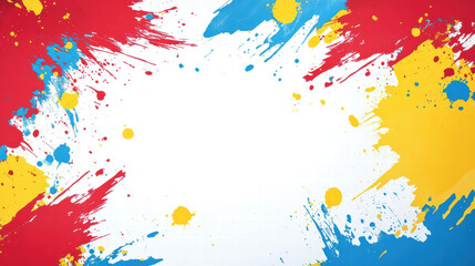 Obraz premium Vibrant splash of colors: A dynamic burst of primary colors against a clean background. Illustrating the beauty of creative and artistic expression.