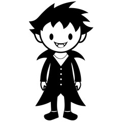 Cute cartoon vampire boy silhouette vector illustration