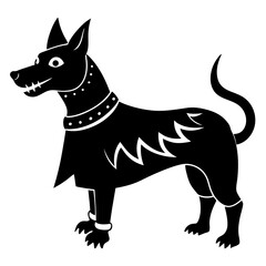  Halloween dog in costume silhouette vector illustration