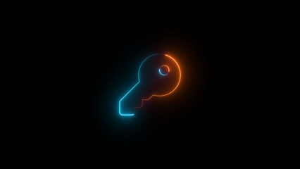 Key symbol icon animation neon glow on black background