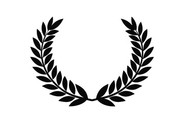 Fototapeta premium Greek Olive Branch Laurel Wreath Silhouette Vector Design