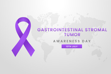 Gastrointestinal Stromal Tumor Awareness Day background design with Purple silk ribbon.