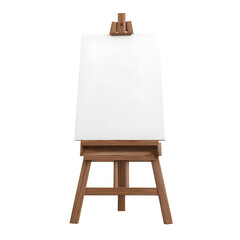 A wooden easel with a blank white s is ready for an artist to begin painting a masterpiece in a studio or classroom, inspi creativity and imagination.