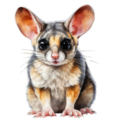 Fototapeta premium Cute and Playful Sugar Glider, Watercolor clipart, Isolated on a white background
