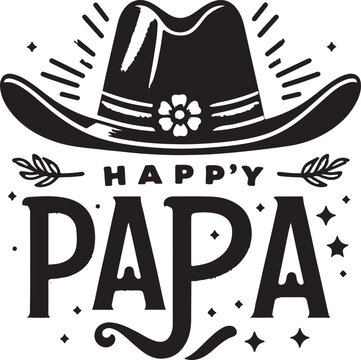 black and white papa typography Father&rsquo;s Day  Design vector