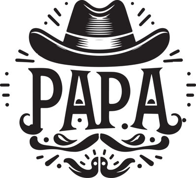 black and white papa typography Father&rsquo;s Day  Design vector