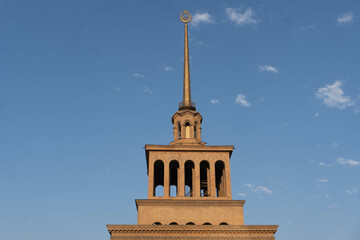 old soviet train station building with big star in middle architecture top 