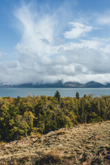autumn landscape with lake in armenia blue waters 