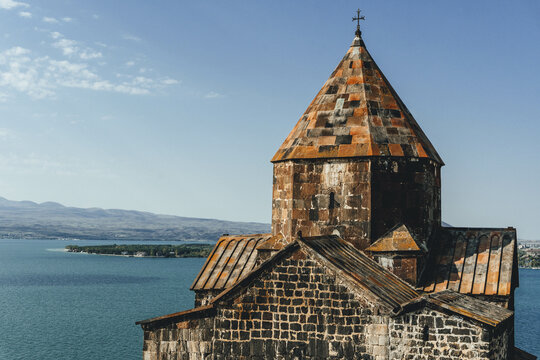old church monastery by the sevan lake in armenia stone 