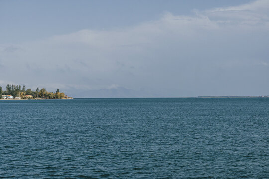 sevan big lake in the mountains windy day in rural armenia