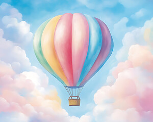 Obraz premium Pastel Hot Air Balloon Sky.