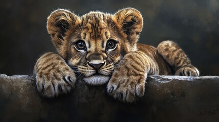 Fototapeta premium Lion Cub Portrait, Resting