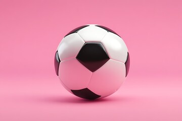 Soccer ball on a pink background. 3d render illustration.