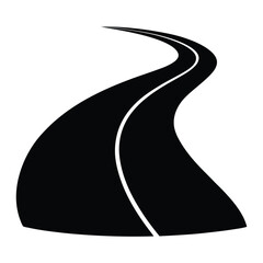 curved road silhouette vector art illustration