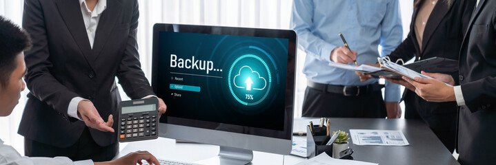Backup Storage Data Internet Technology Business concept. Database storage cloud technology file...