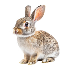 Fototapeta premium Cute rabbit isolated on a Transparent background showcasing its fluffy fur and expressive features, rabbit isolated on PNG background