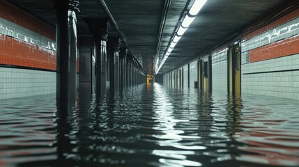 Flooded subway station