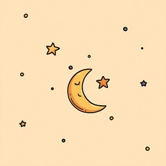 Moon and stars minimal 