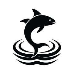 Jumping Fish with Stylized Water Silhouette.
