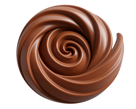 3D render of a chocolate spiral isolated on a transparent background - Powered by Adobe