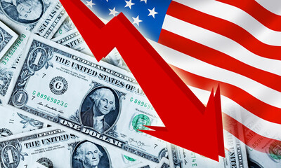 Fototapeta premium The US dollar currency fell