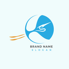 Modern Minimalist Flying Stork round Logo Design