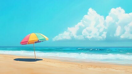 Colorful umbrella on sandy beach