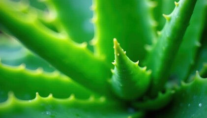 Close-up of aloe vera plant leaves, showing texture and gel , plant, spiky