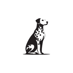 Striking Dalmatian Dog Silhouette Vector Art for Pet Lovers, Digital Clipart, Black and White Spotted Breed Illustration, Printable Dog Graphic for Crafts and Decor.

