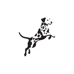 Striking Dalmatian Dog Silhouette Vector Art for Pet Lovers, Digital Clipart, Black and White Spotted Breed Illustration, Printable Dog Graphic for Crafts and Decor.
