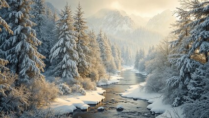 Winter's Embrace - Enchanting Snow-Covered Landscape