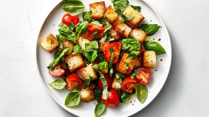 Crisp homemade croutons complement the juicy tomatoes in this refreshing dish.