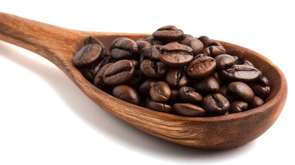 Obraz premium Roasted coffee beans in a wooden spoon (4)