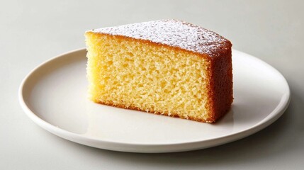 This elegant presentation highlights the simplicity of vanilla cake.