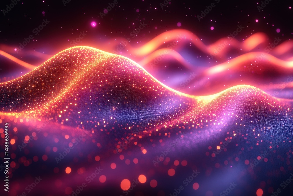 Wall mural colorful abstract waves of light glowing in a dark space, creating a mesmerizing visual experience f