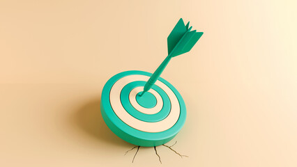 Arrow Piercing Target - Precision Impact, Focus, Power, and Breakthrough Results, 3D Render