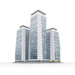 three connected office buildings isolated