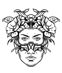 cracked face and flowers