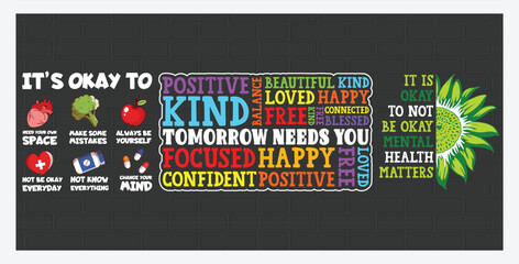 Mental health illustration set. Character with mental disorder fight against stress, depression, emotional burnout and other psychological problems, T Shirt Design Bundle