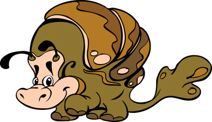 Fantasy Snail-Hippo Cartoon Character for Children