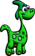 Cute Green Cartoon Dinosaur Character