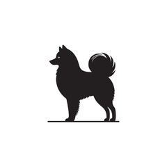 Elegant Finnish Spitz Dog Silhouette Vector Design Featuring the Distinct Foxlike Appearance, Pointed Ears, Curled Tail, and Proud Stance – Ideal for Prints, Logos, Stickers, and Pet Art.
