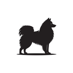 Elegant Finnish Spitz Dog Silhouette Vector Design Featuring the Distinct Foxlike Appearance, Pointed Ears, Curled Tail, and Proud Stance – Ideal for Prints, Logos, Stickers, and Pet Art.
