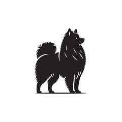 Elegant Finnish Spitz Dog Silhouette Vector Design Featuring the Distinct Foxlike Appearance, Pointed Ears, Curled Tail, and Proud Stance – Ideal for Prints, Logos, Stickers, and Pet Art.
